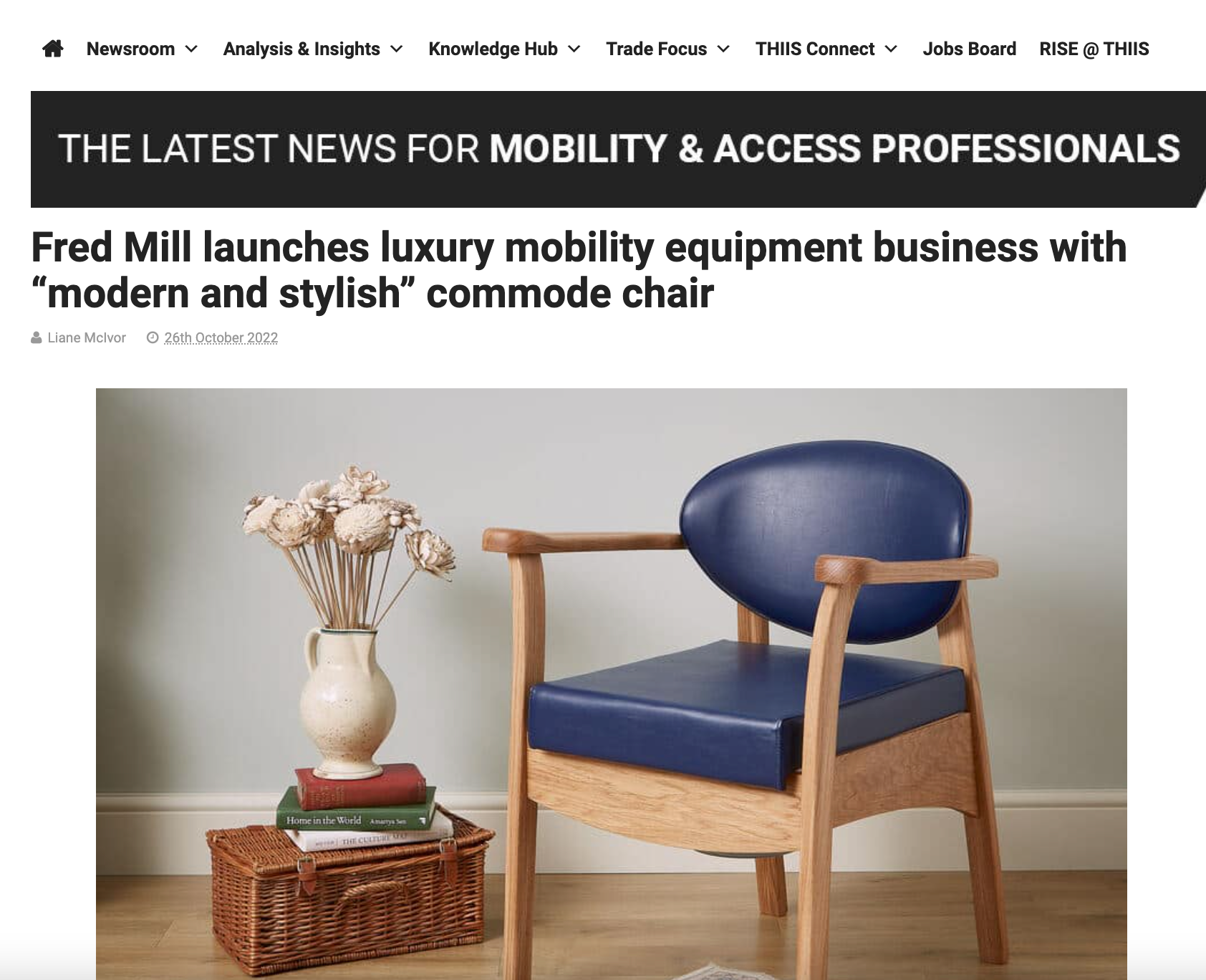 THIIS Magazine's feature on the launch of Fred Mill's luxury wooden commode chair